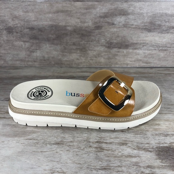 bussola Shoes - NEW Bussola Pinoye Sandal Vegan Brown with Gold Buckle Women 6.5, 7.5, 8.5